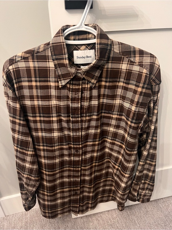 Sunday Best Tops - Sunday Best Striped Brown Button Up Long Sleeve, size XS, like new condition